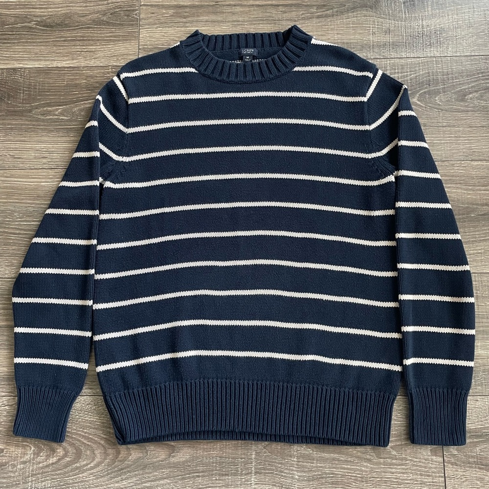 J Crew dark blue striped sweater
